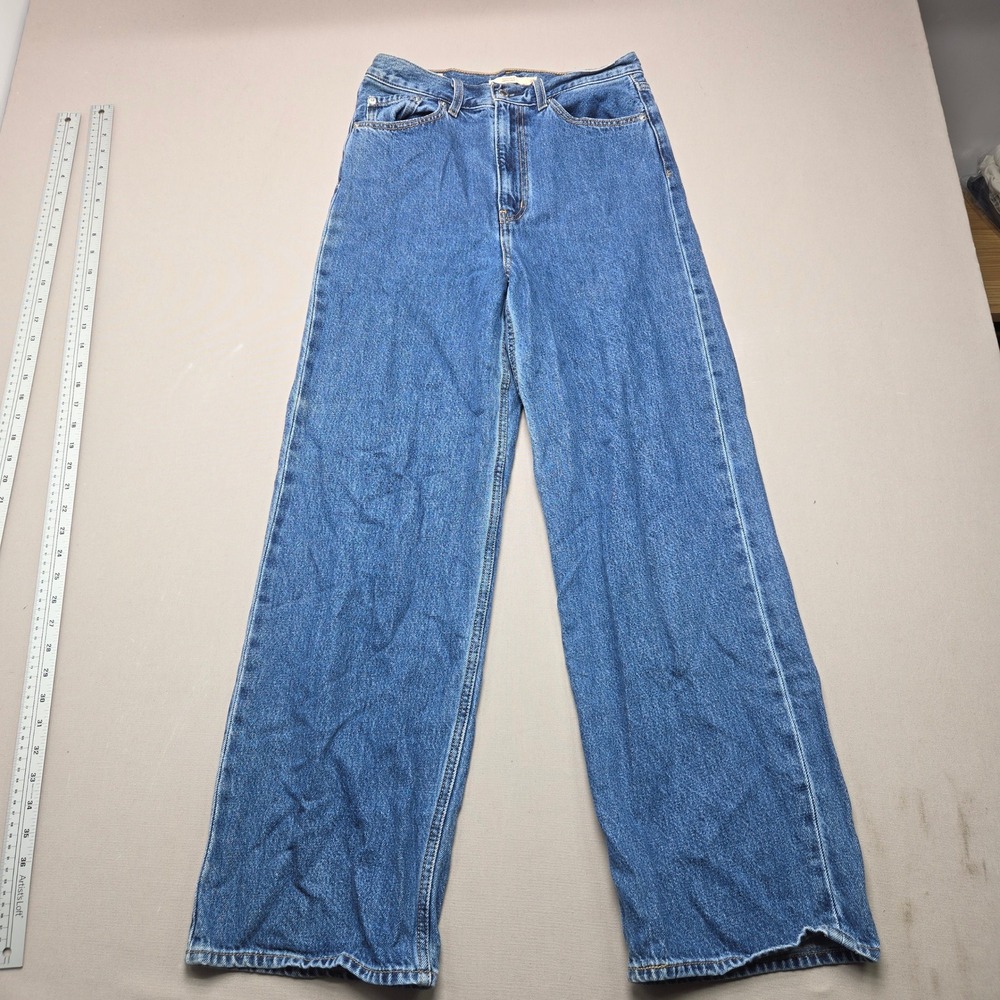 Levi's Big E High Loose Jeans Wide Leg Cotton Hemp Medium Wash Blue Womens 28x31